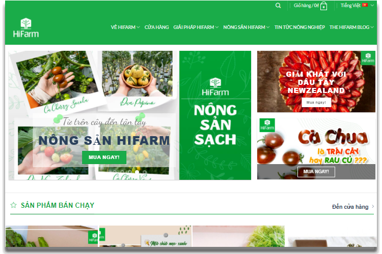 Mẫu website sản phẩm nông nghiệp
