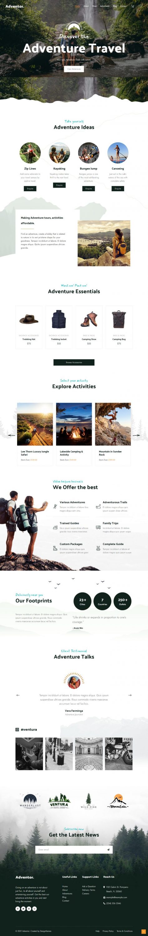 Mẫu website dịch vụ du lịch - adventor