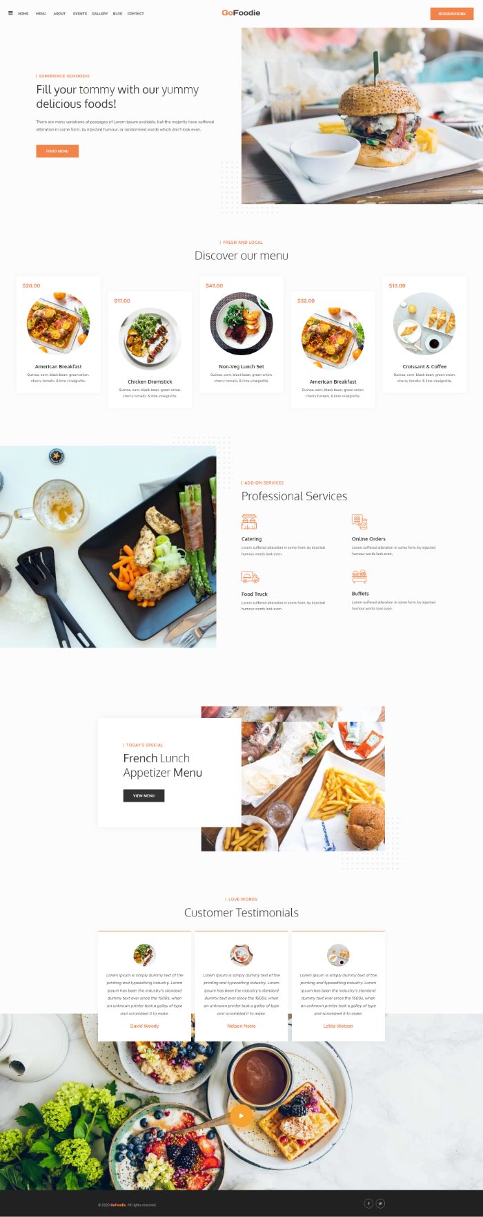Mẫu website dịch vụ nhà hàng - Gofoodie
