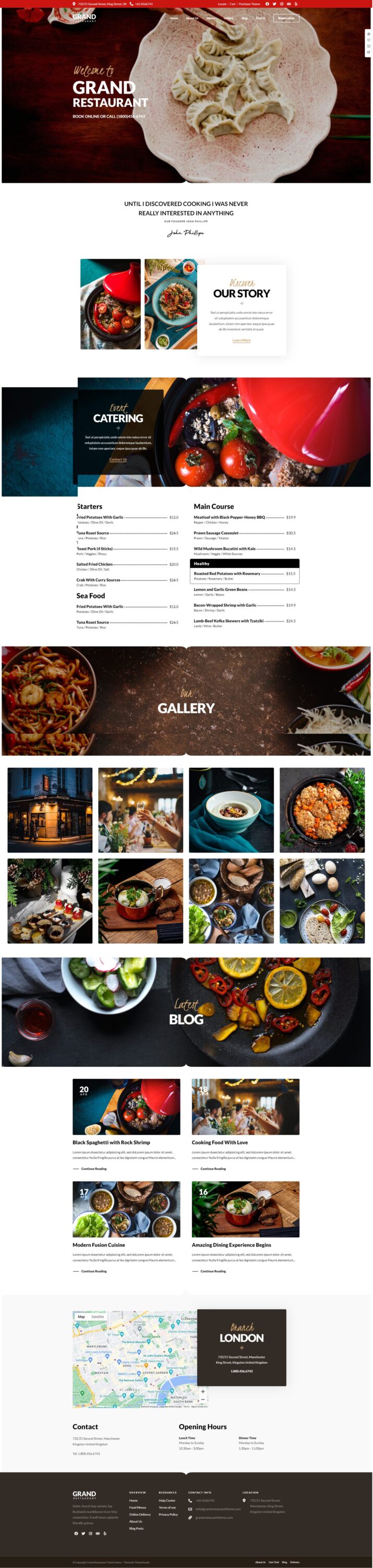 Mẫu website dịch vụ nhà hàng - Grand Restaurant
