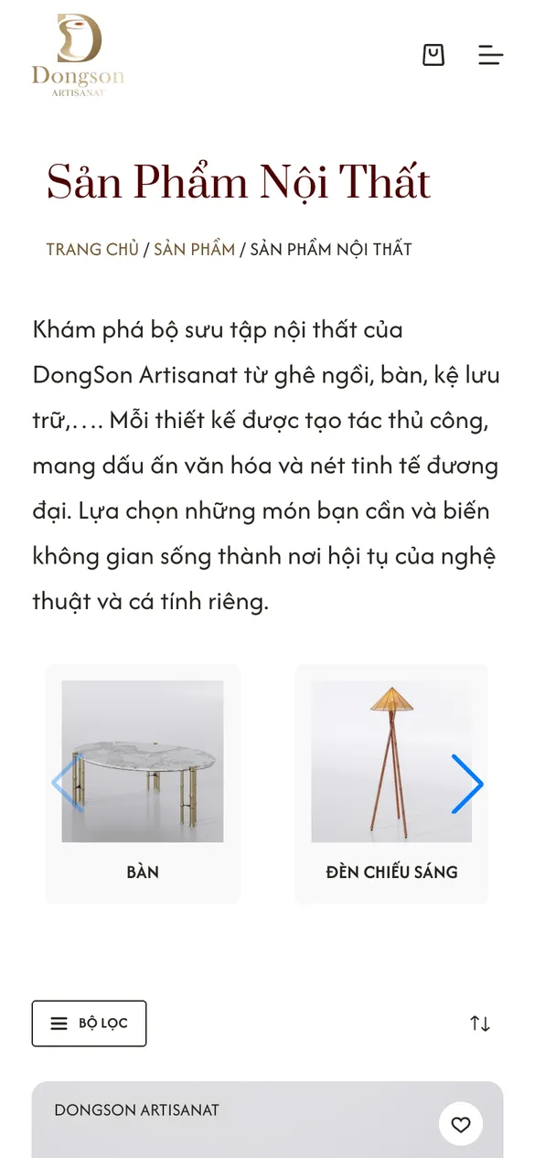 Choose a furniture group on mobile