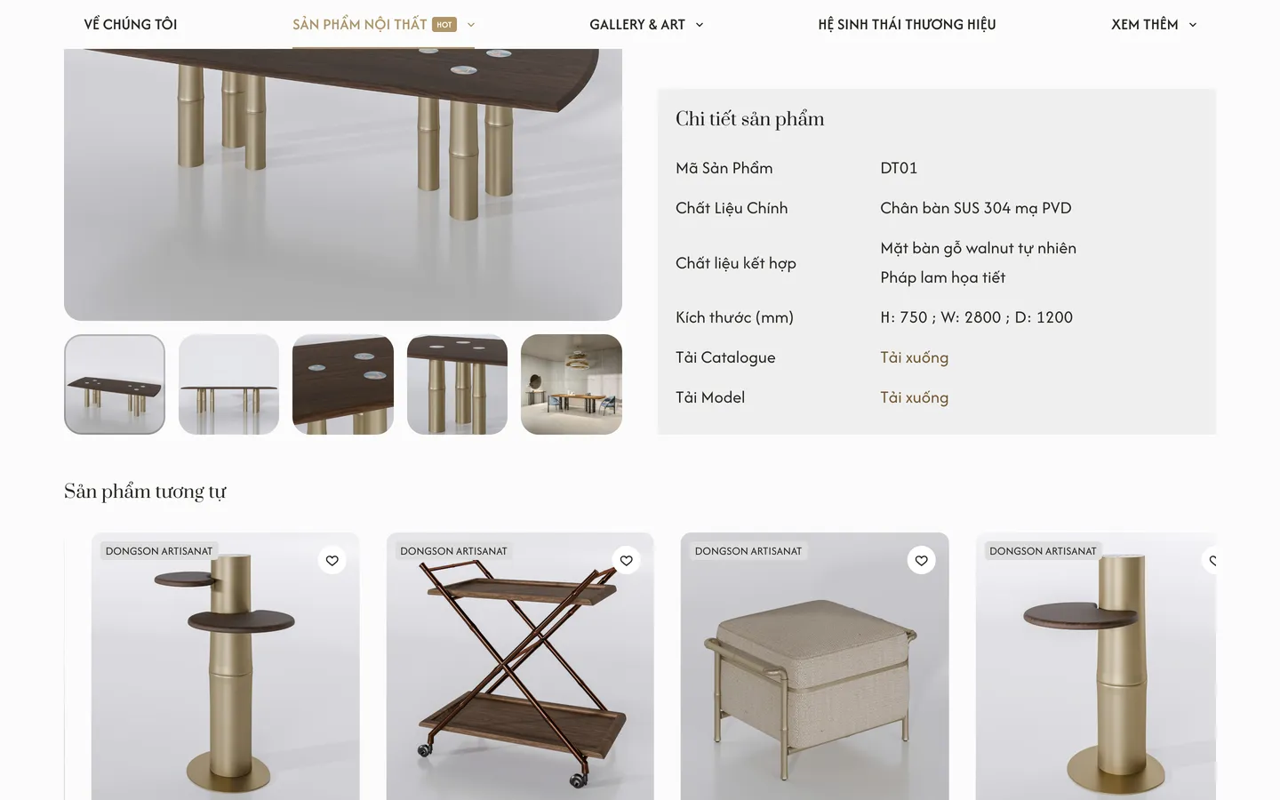 A specifications table and documents on each product