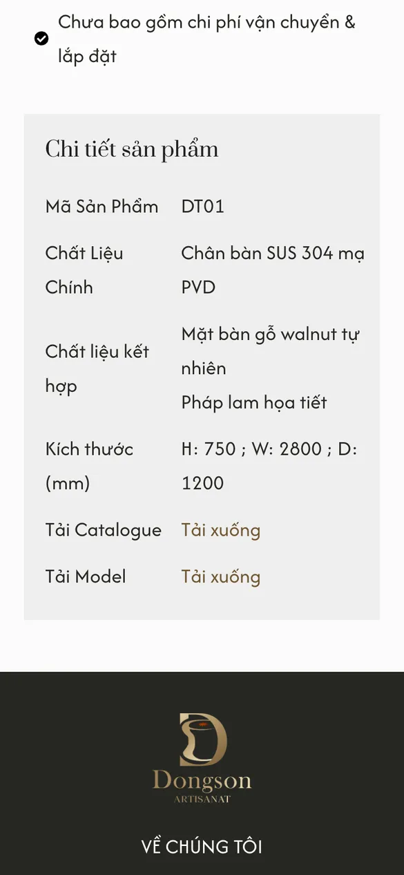 View specifications on mobile