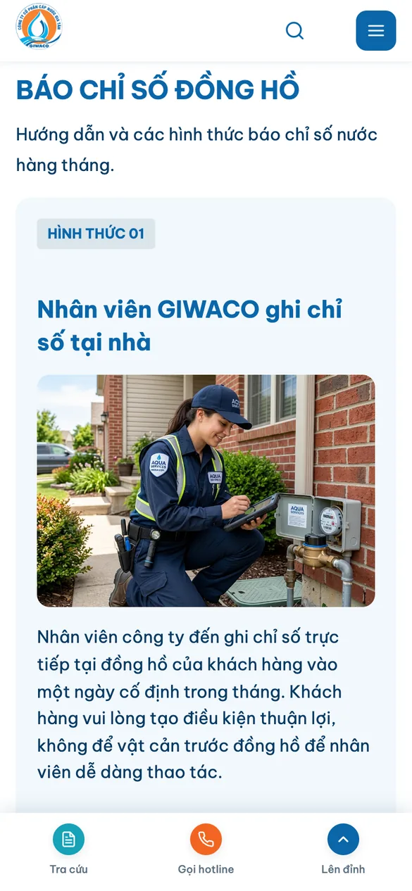 Báo chỉ số nước trên điện thoại