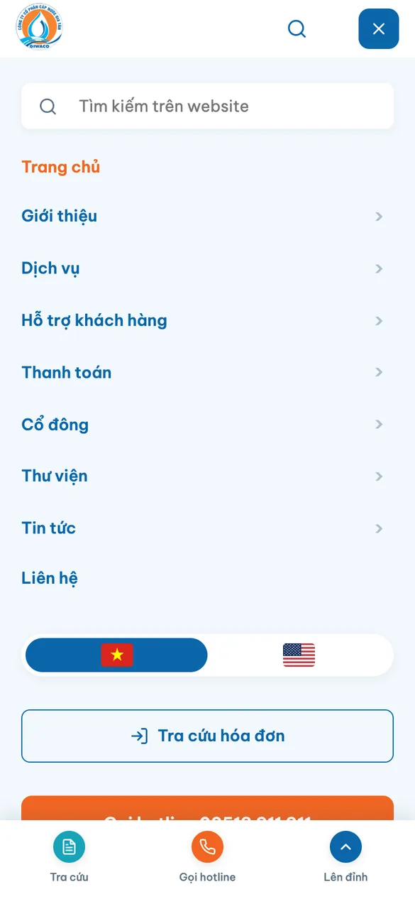 Menu điện thoại trên điện thoại