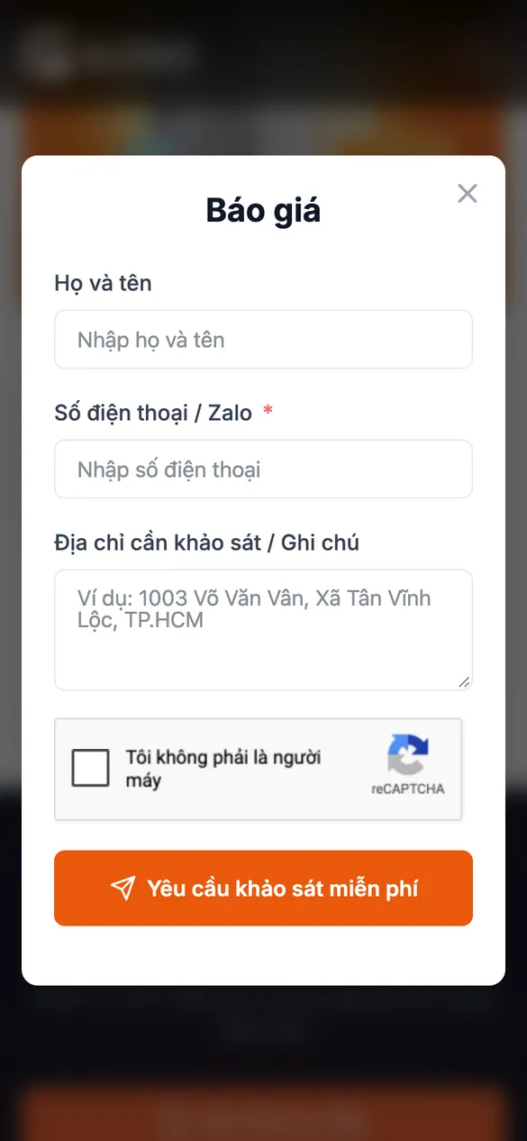 Đăng ký khảo sát trên điện thoại