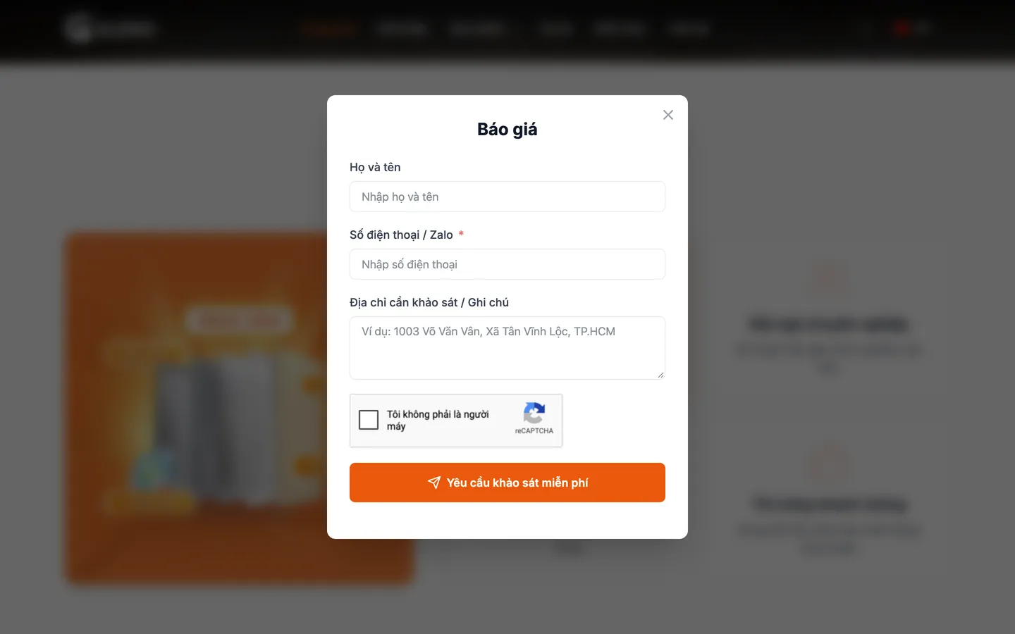 Cửa sổ báo giá