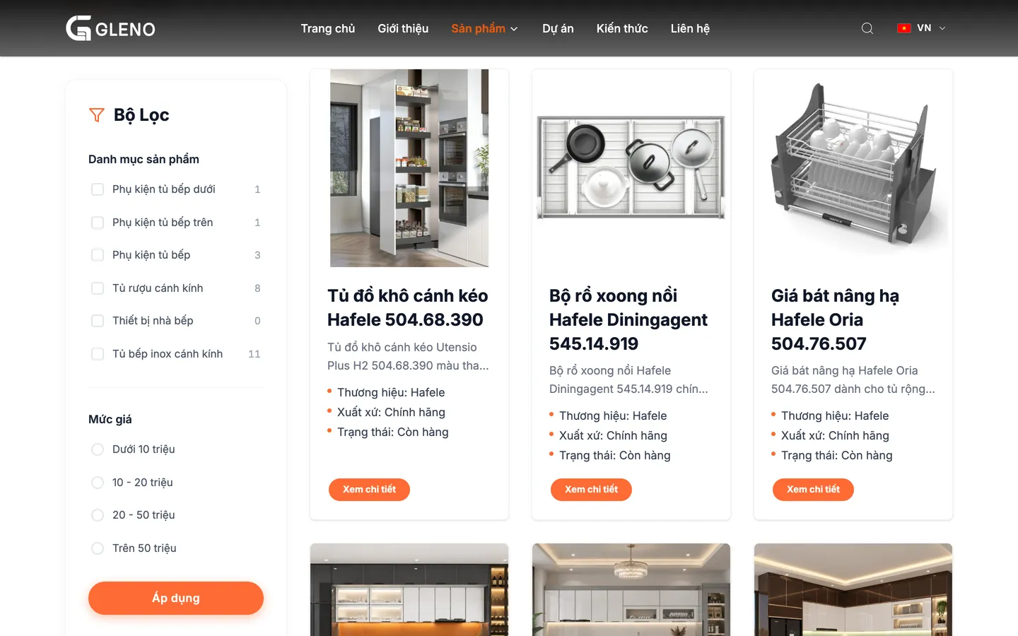 Bộ lọc danh mục và mức giá