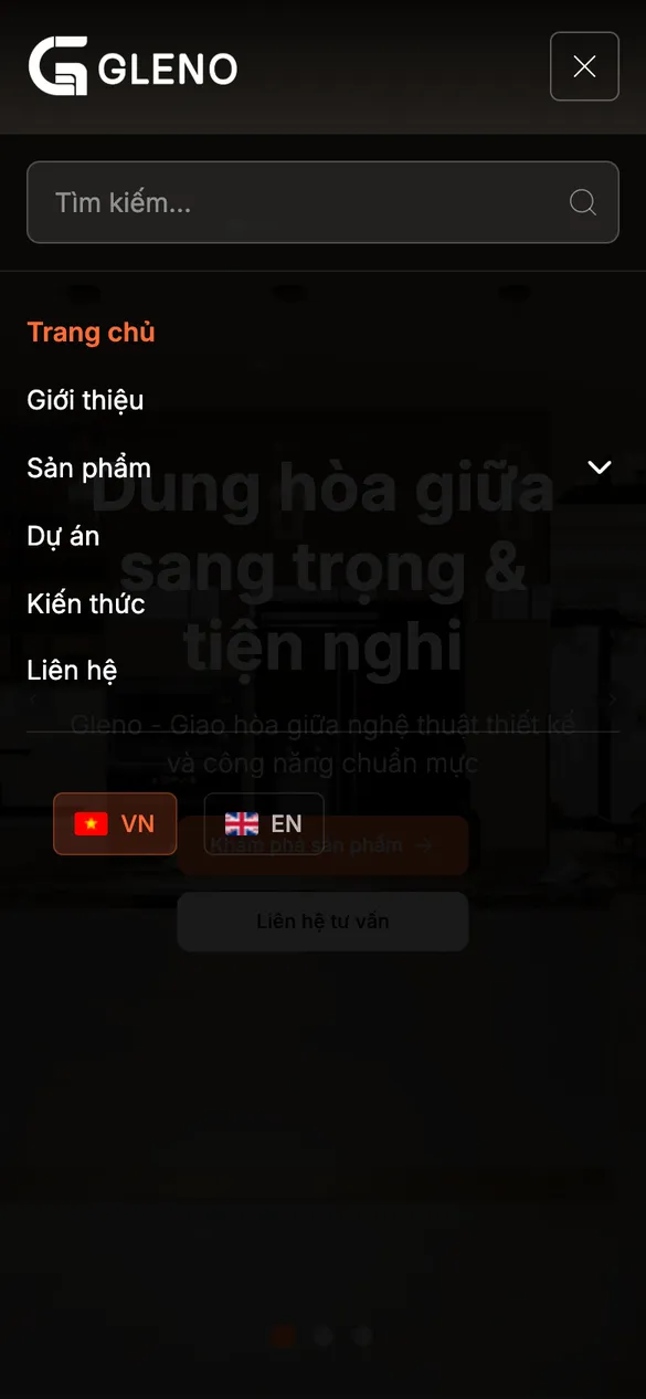Menu điện thoại trên điện thoại