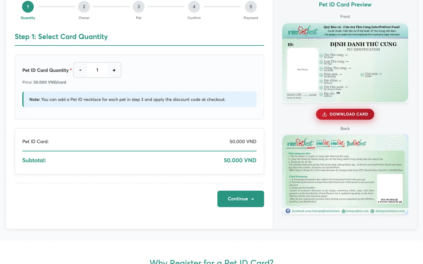 Thẻ Pet ID xem trước trực tiếp