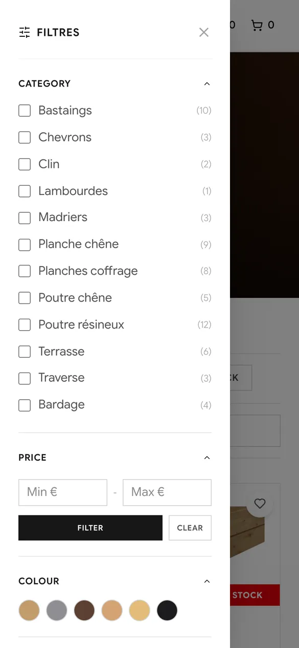 Filter results on mobile