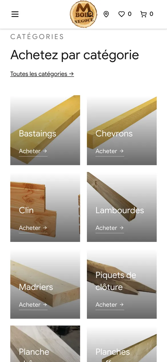 Choose a timber group on mobile