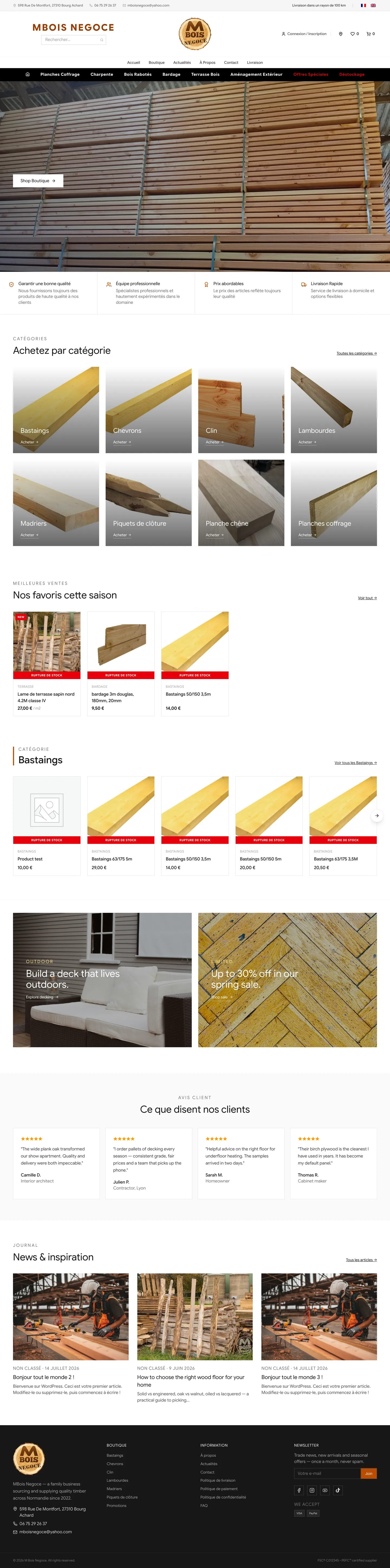 MBOIS NEGOCE homepage, full page