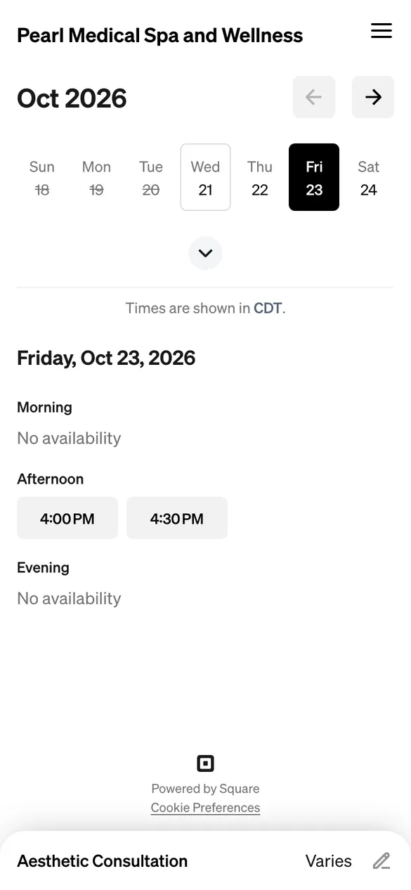 Choose a date and time on mobile