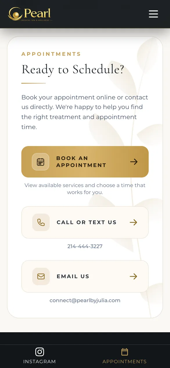 Contact and booking on mobile