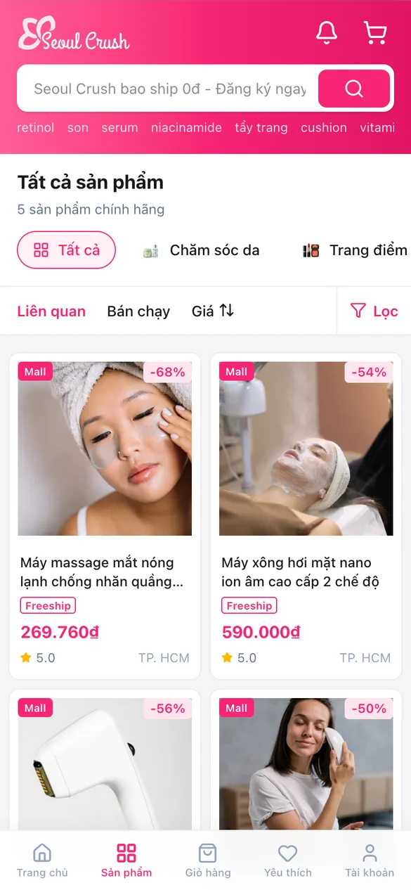 Filter products on mobile