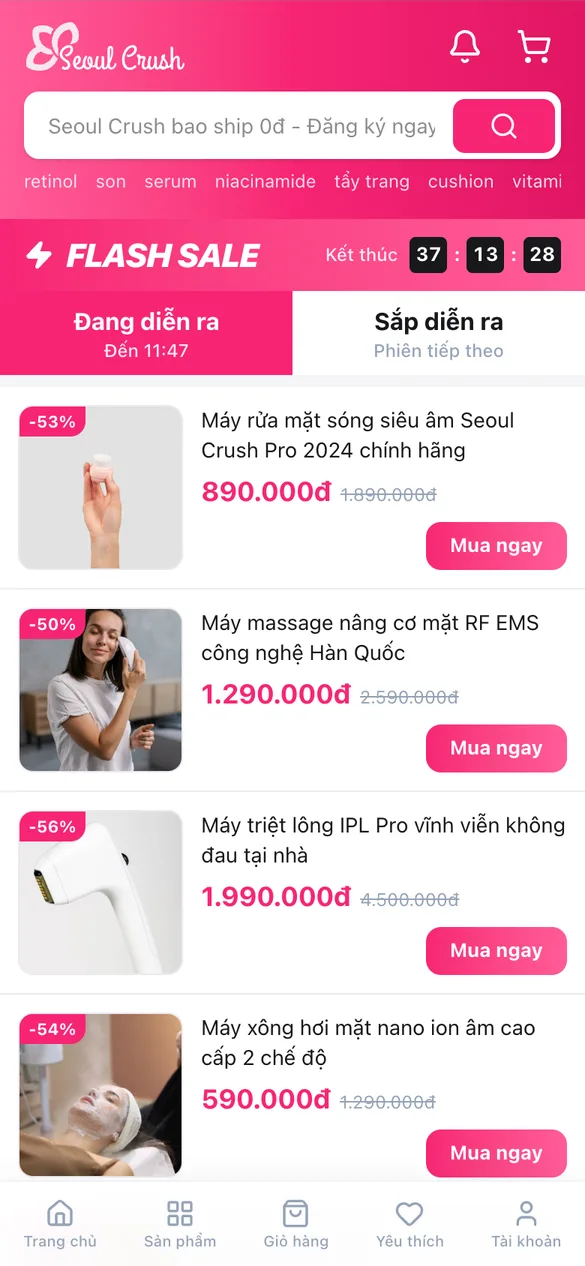 Hunt flash sales on mobile