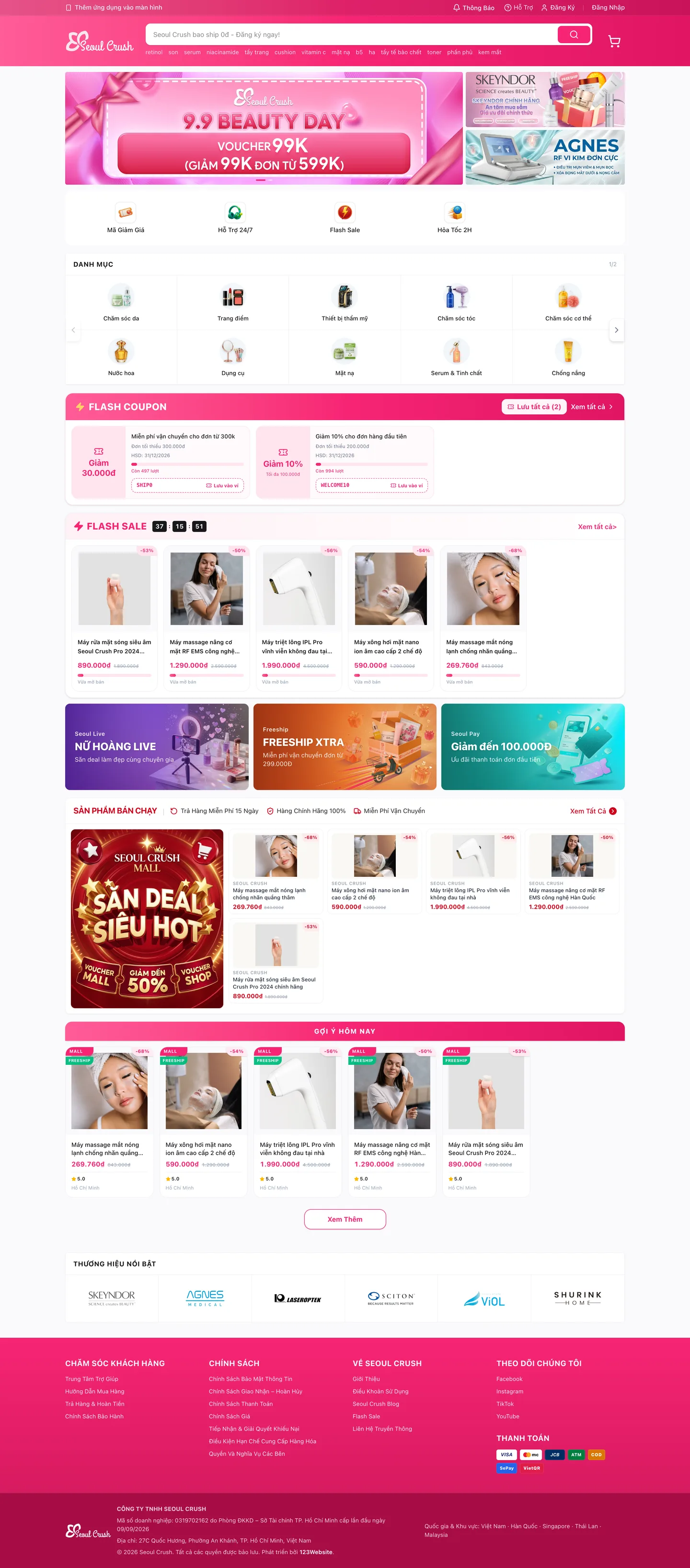 Seoul Crush homepage, full page