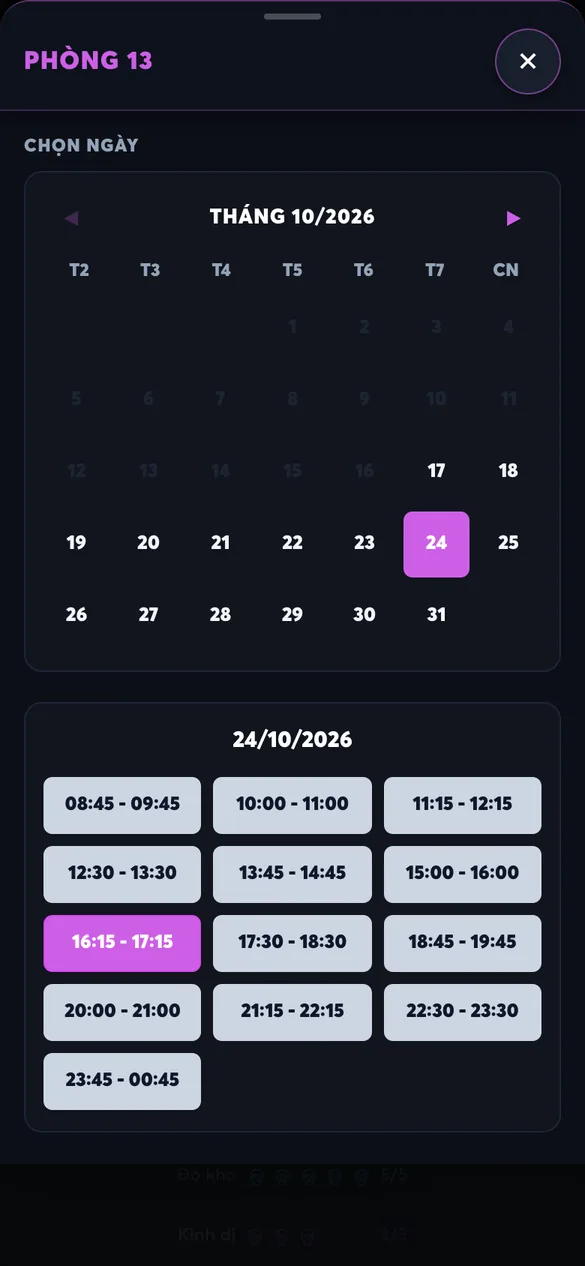 Choose a date and time on mobile