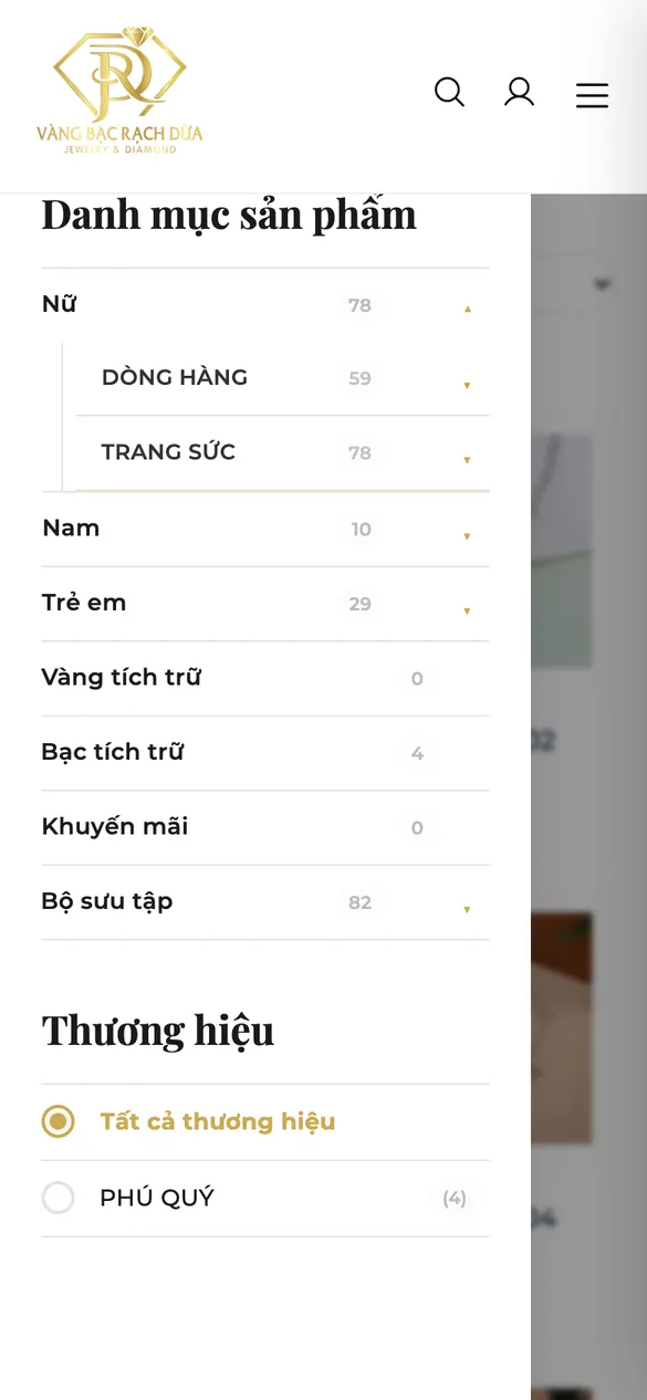 Lọc danh mục trên điện thoại