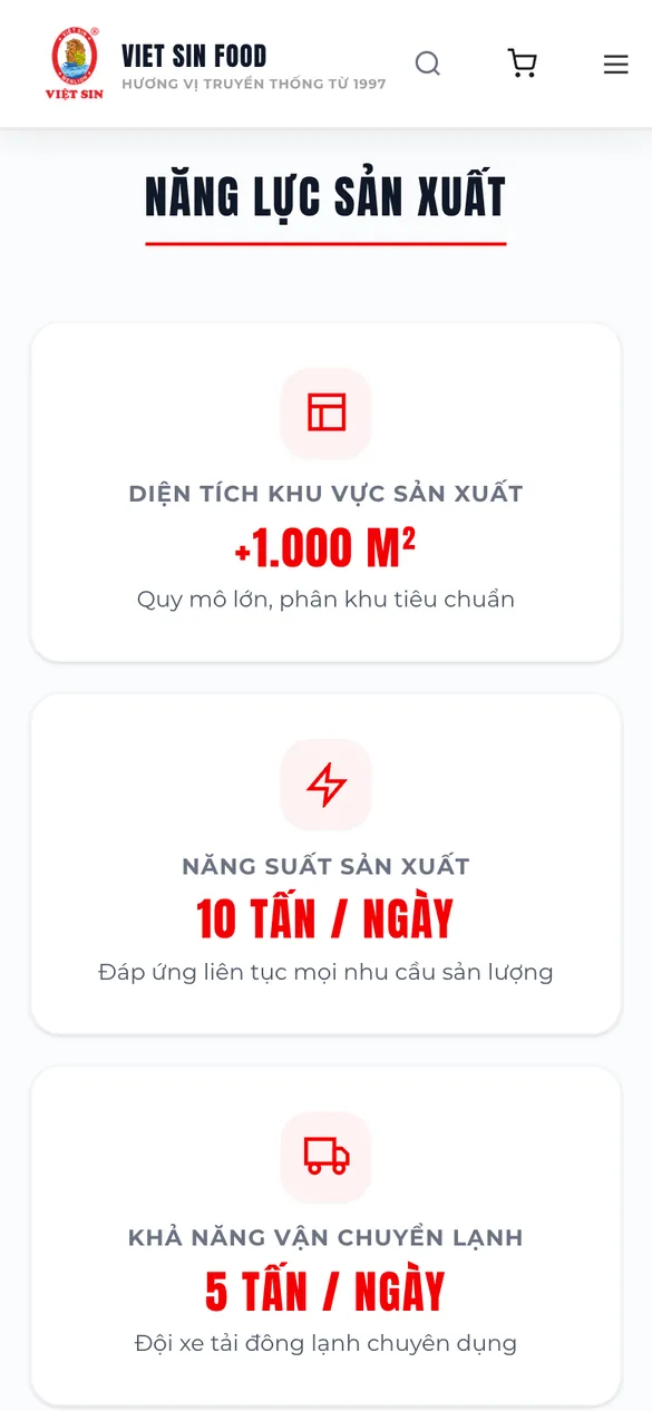 Năng lực nhà máy trên điện thoại