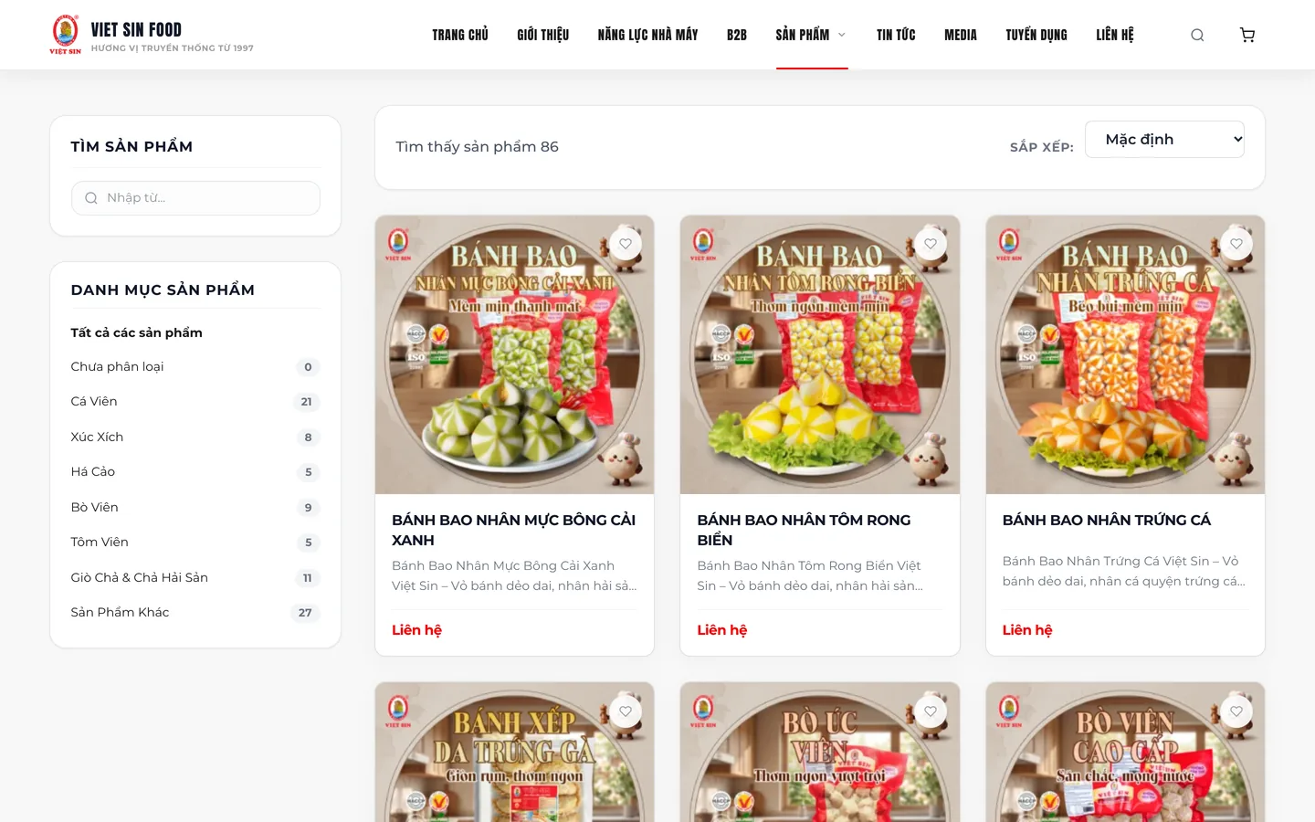 Danh mục có tìm kiếm và sắp xếp