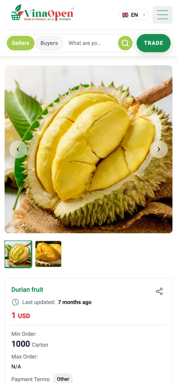 Product detail on mobile