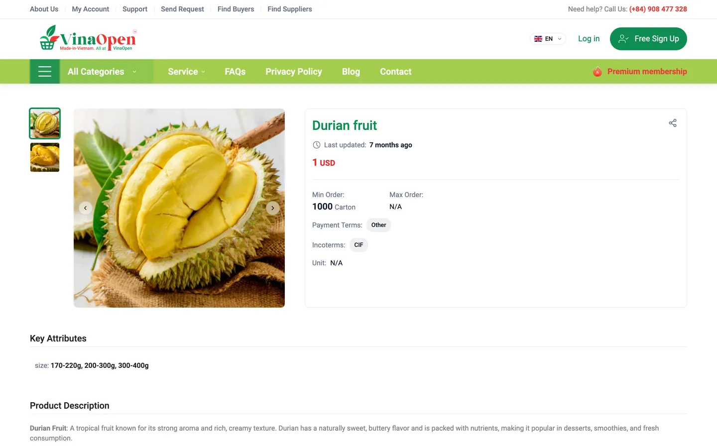 A product page built to trade standards