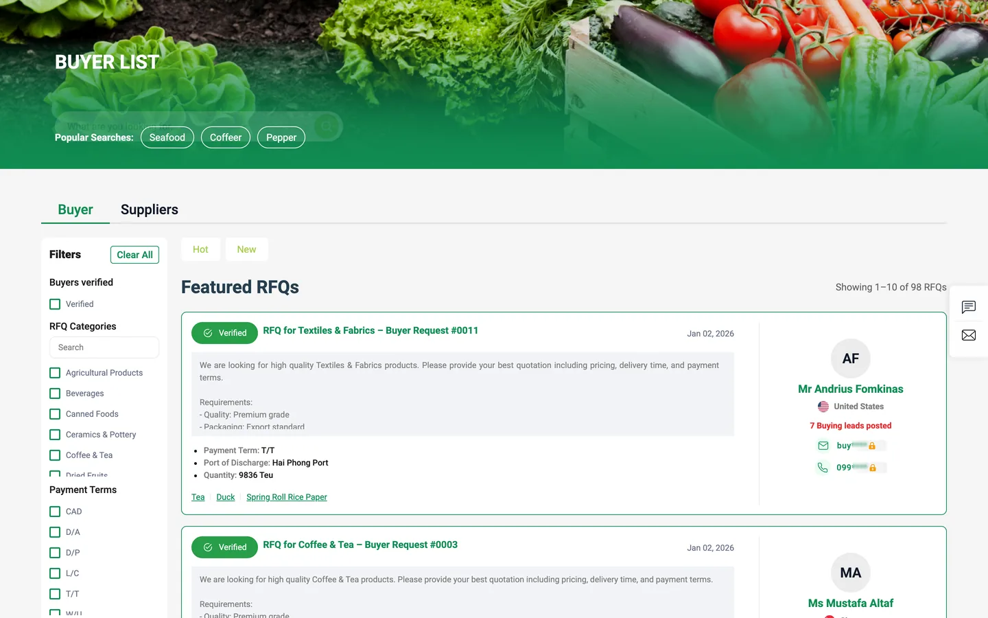 Bảng nhu cầu mua (RFQ)