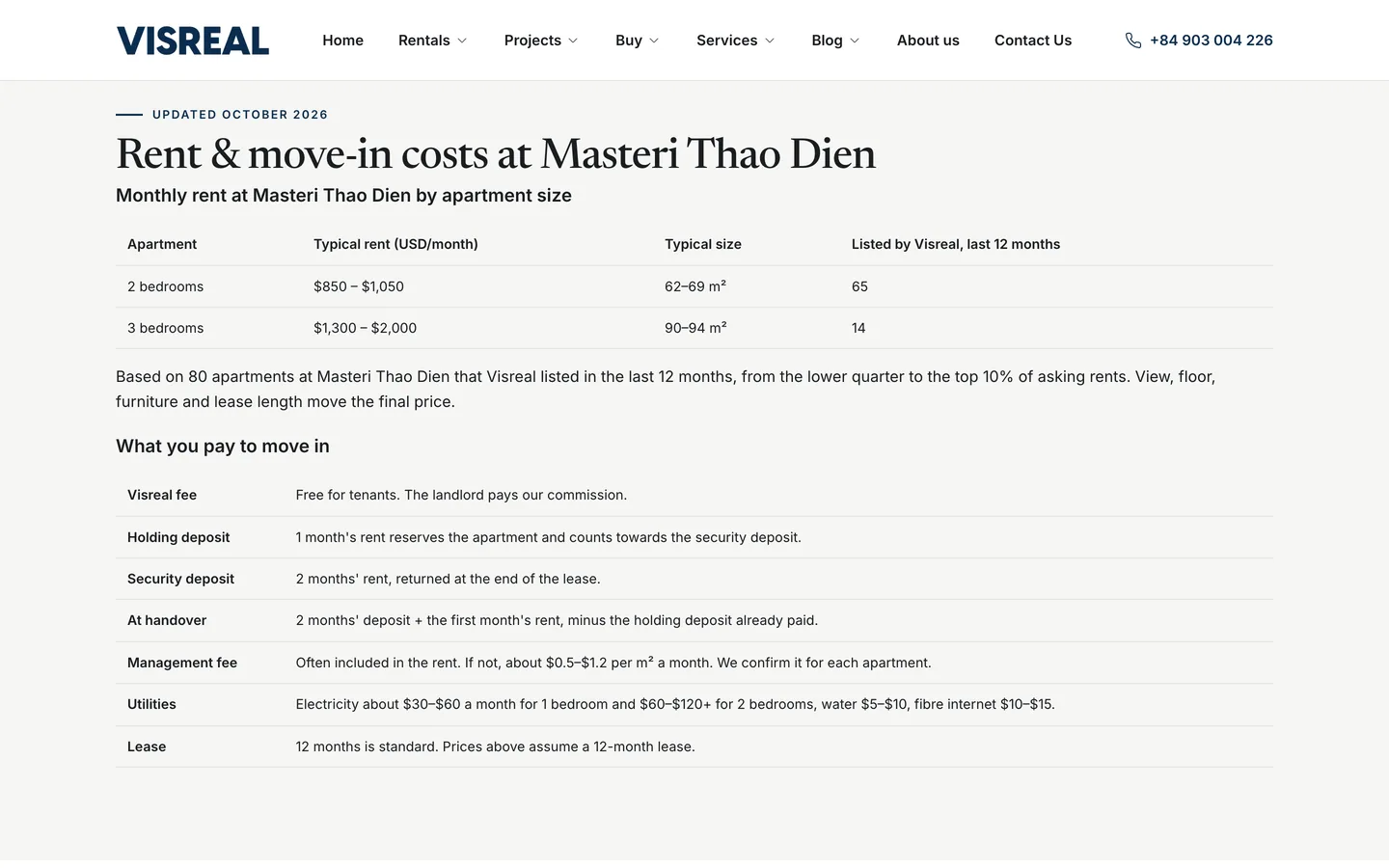 Clear rental costs by project