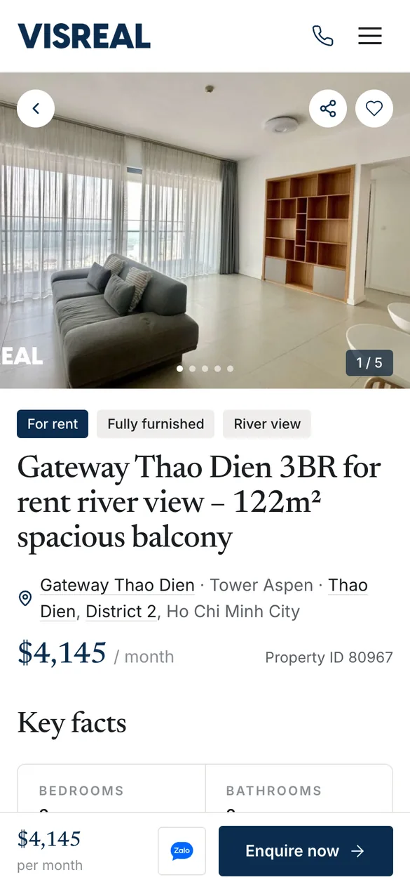 View an apartment on mobile