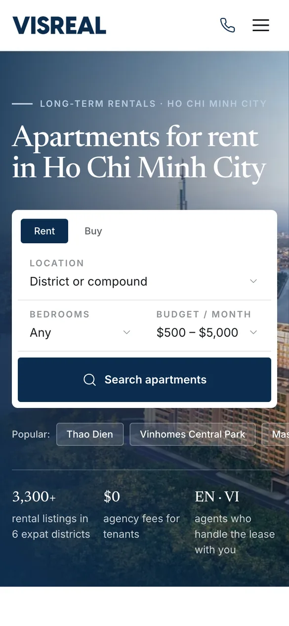 Find an apartment on mobile