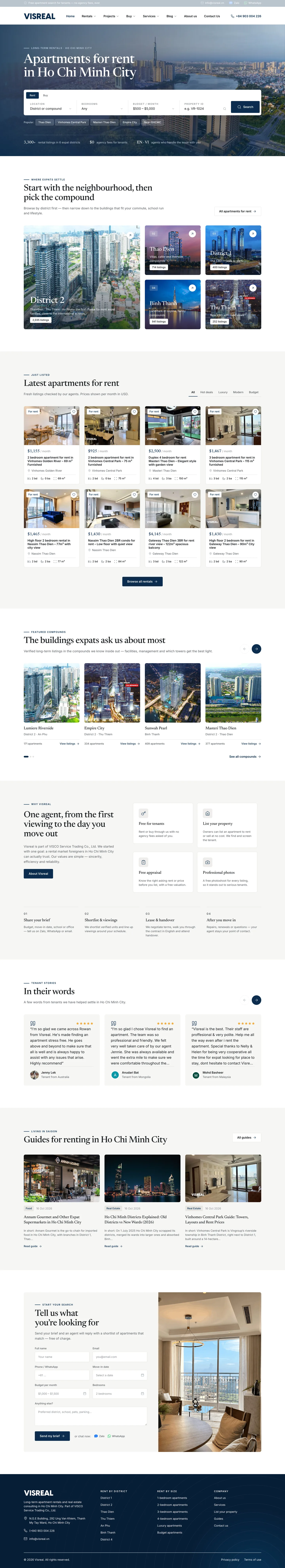 Visreal homepage, full page
