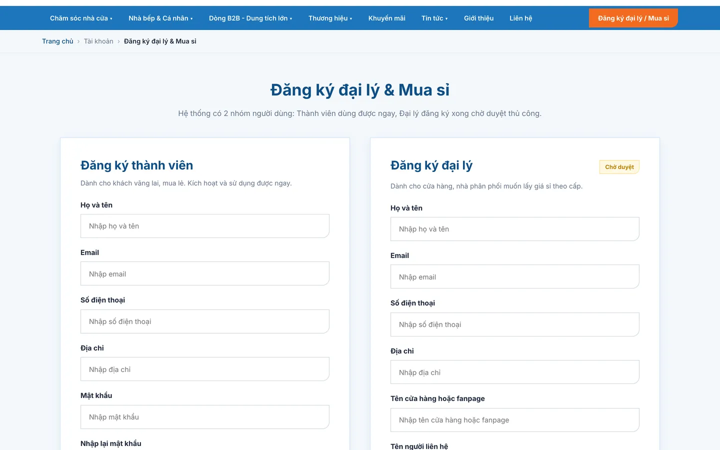 Two kinds of account registration