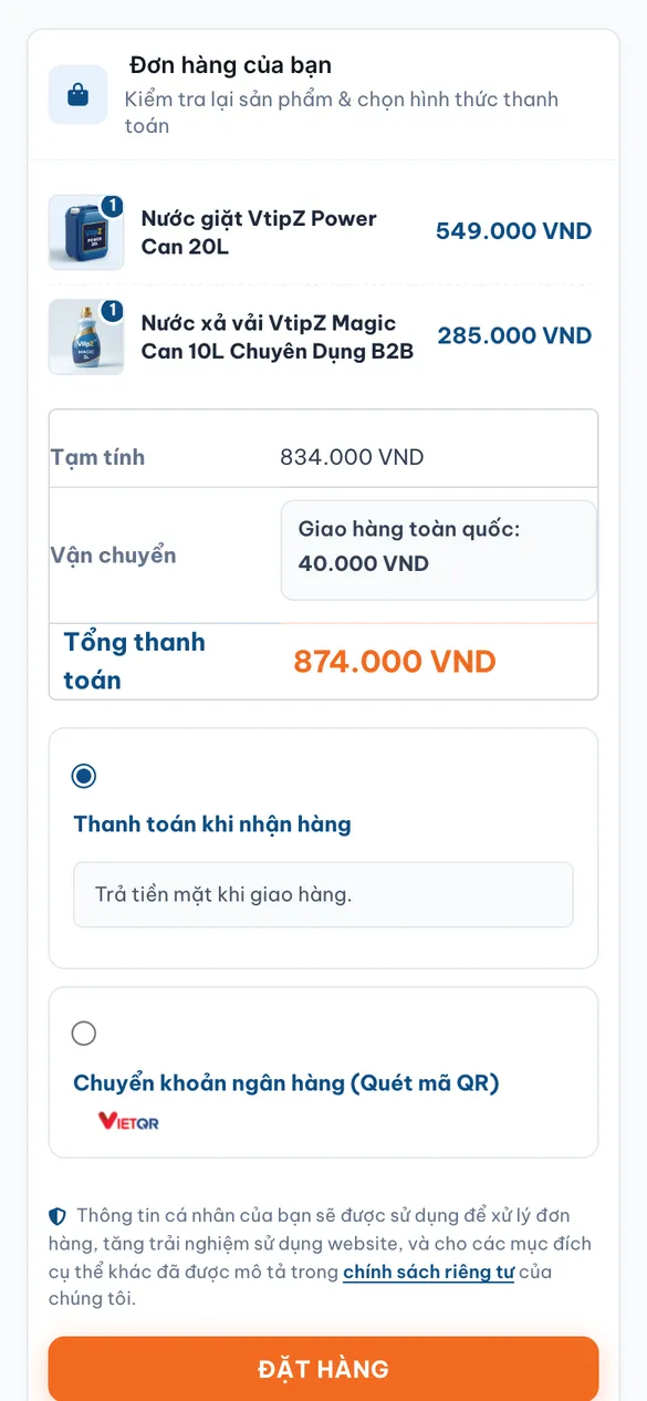 Ordering on mobile