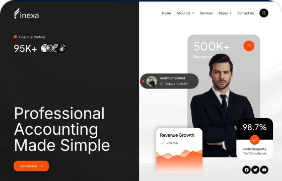 Mẫu website dịch vụ kế toán Finexa trong kho 123Website