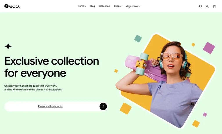 Mẫu website thương mại điện tử Ciseco, trang chủ bộ sưu tập sản phẩm