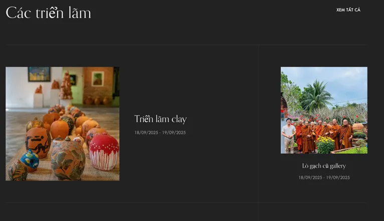 Website Công viên đất nung Thanh Hà: mục Các triển lãm với ảnh gốm Thanh Hà