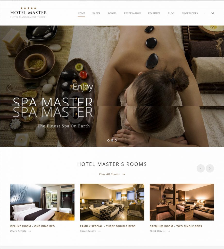 Mẫu website Thiết kế Web khách sạn – Hotel Master – Light Style