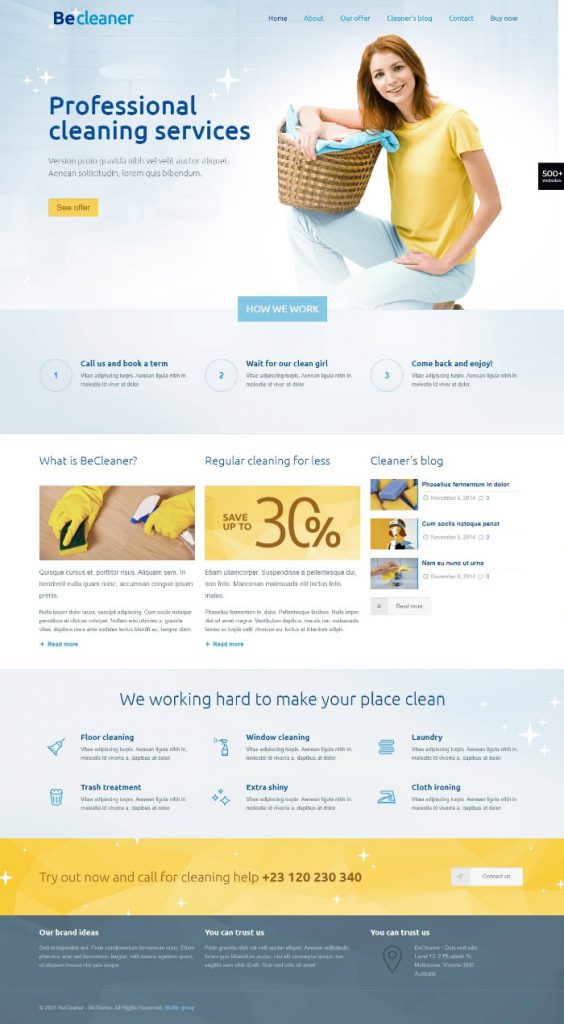 Mẫu website dịch vụ – Cleaner