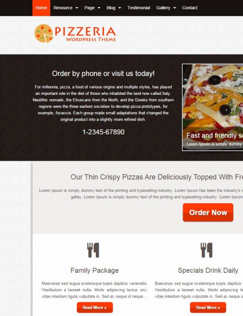 Mẫu website nhà hàng - ẩm thực Pizzeria