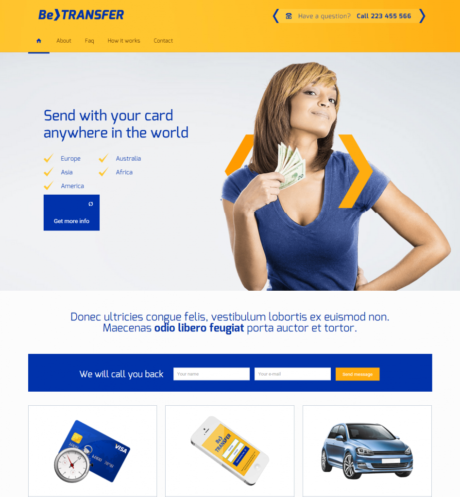 Mẫu website dịch vụ Transfer