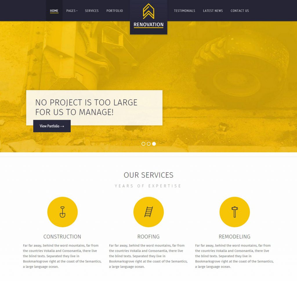 Mẫu Website xây dựng – dự án Renovation