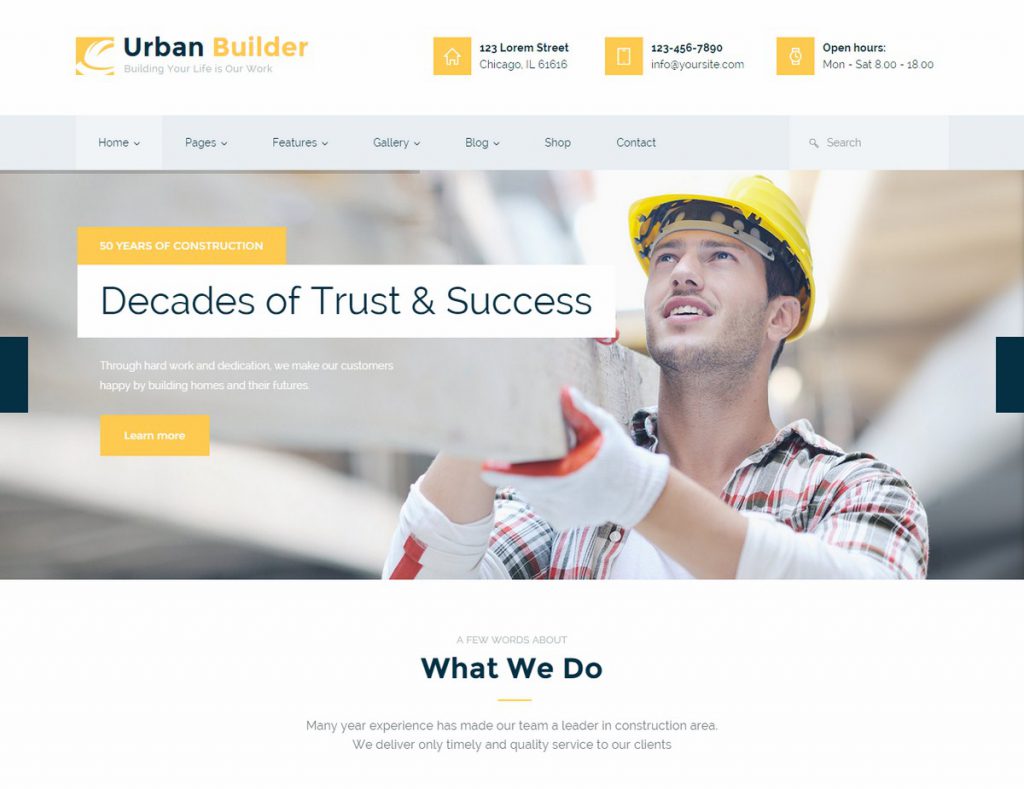 MẪU WEBSITE XÂY DỰNG – URBAN BUILDER