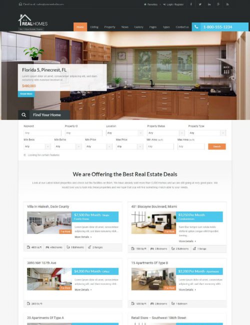 Mẫu Website bất động sản - Real Homes