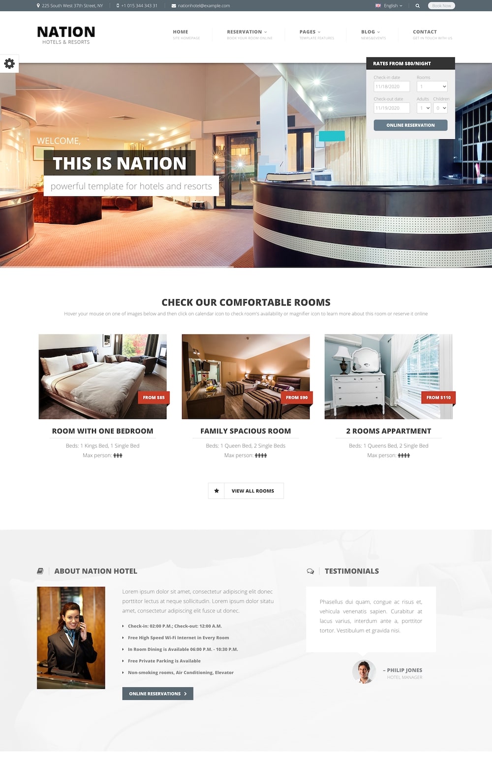 Mẫu Website khách sạn - Nation Hotel