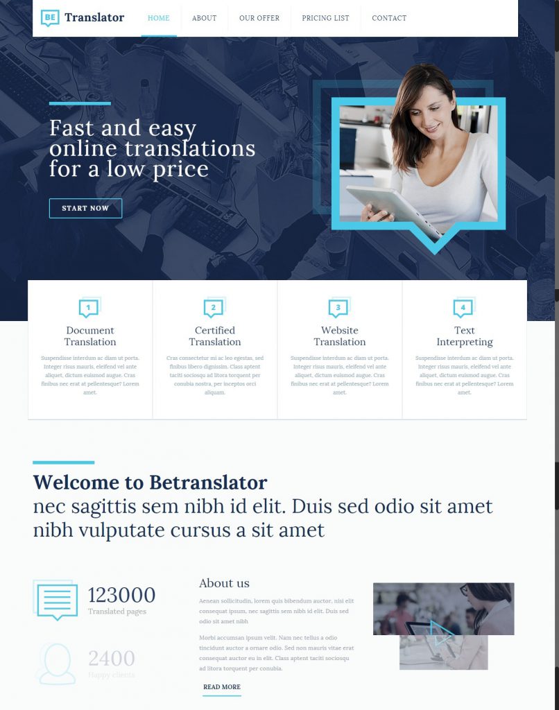 Mẫu website MẪU WEBSITE GIỚI THIỆU DOANH NGHIỆP TRANSLATOR – 3797