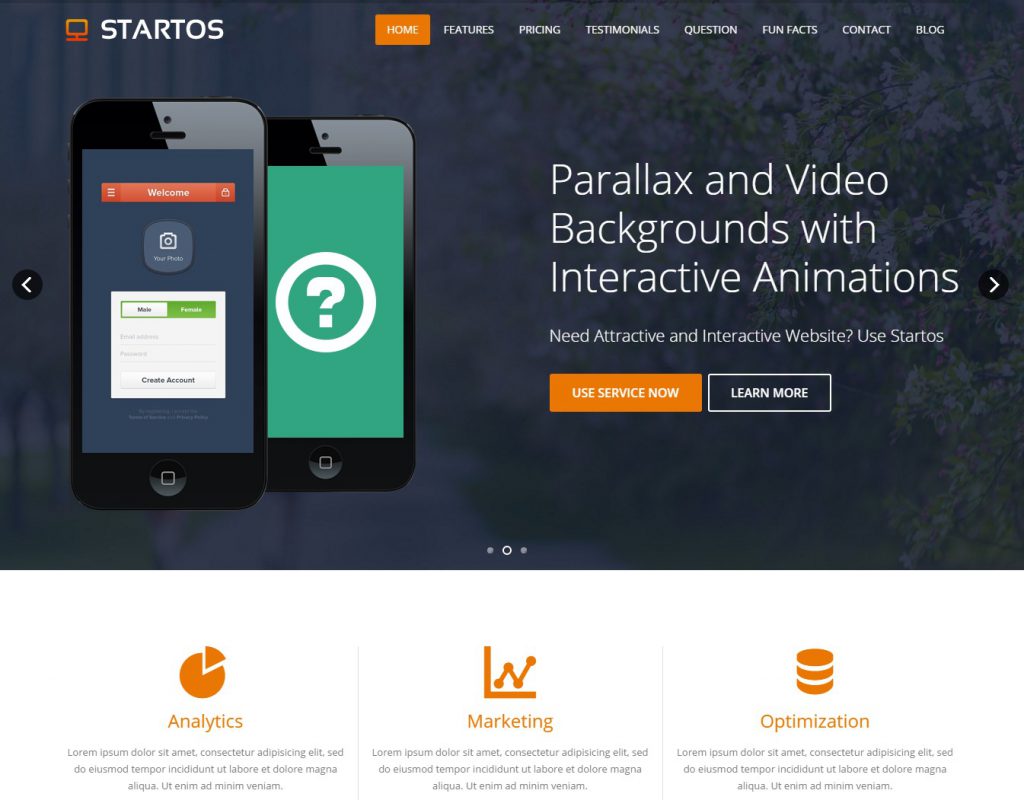 MẪU WEBSITE LANDING PAGE – STARTOS