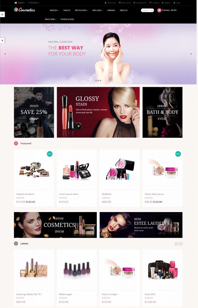 Cosmetics store website template – COSMETICS