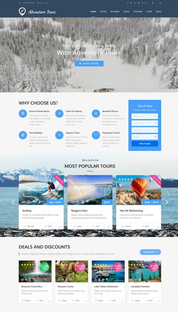 MẪU WEBSITE DỊCH VỤ- DU LỊCH – ADVENTURE TOURS